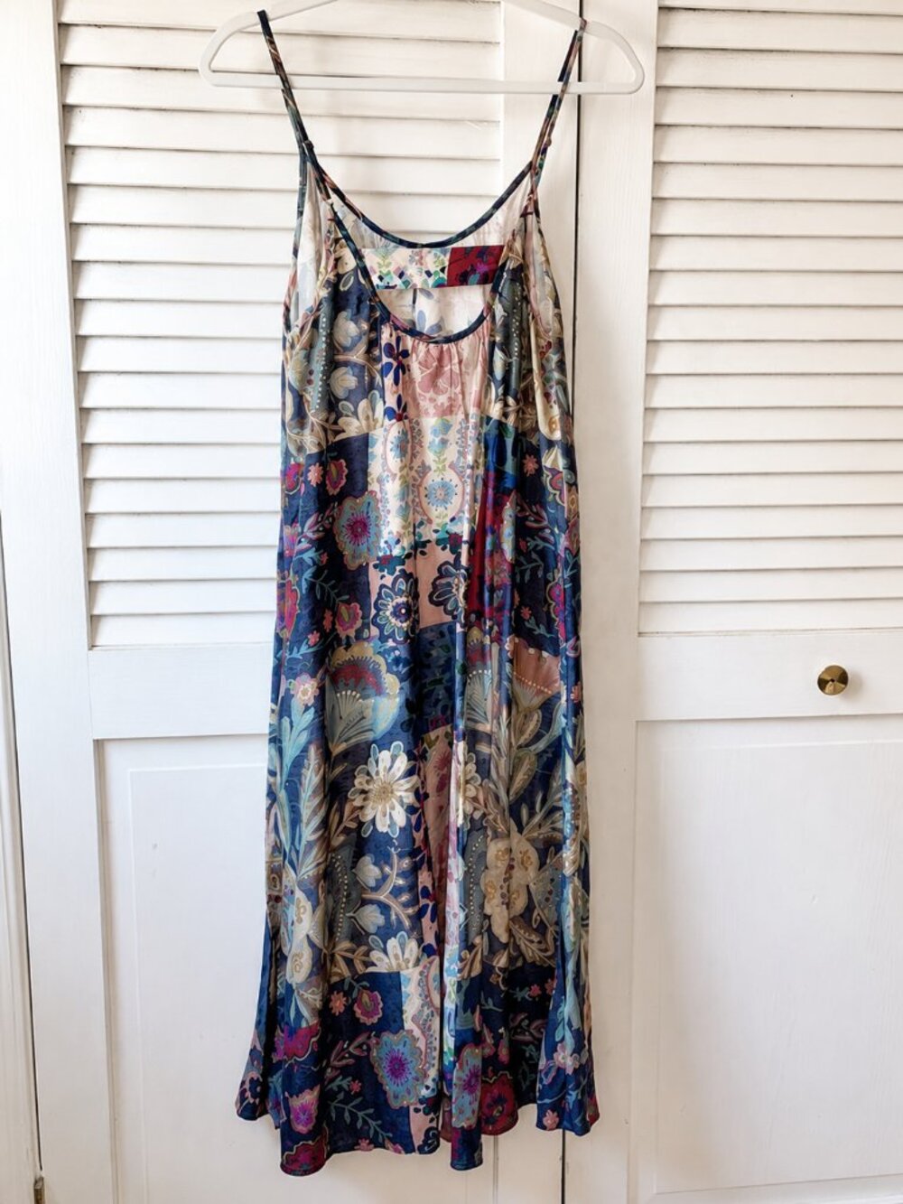 NWT Natural Life Patchwork Floral Cami Slip Dress Medium Boho Festival Midi Maxi - Picture 4 of 7